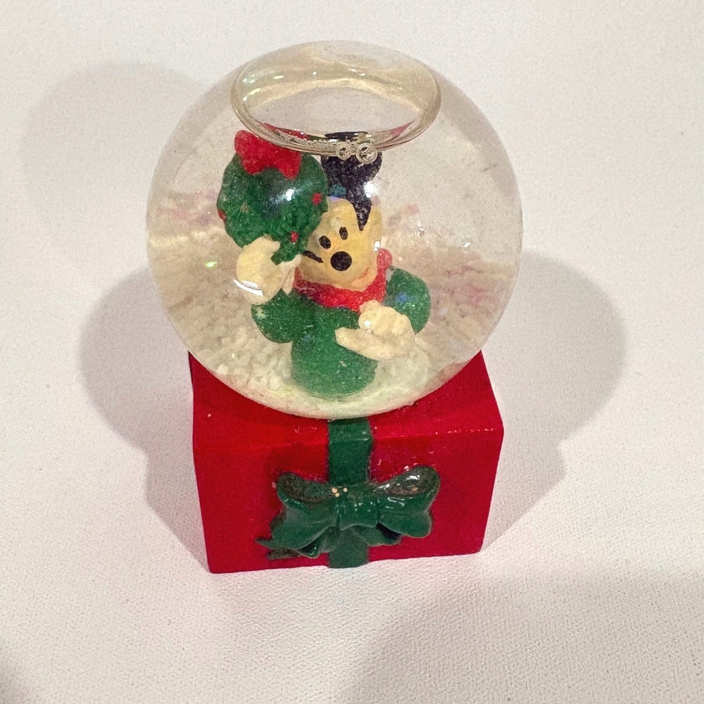 Disney Mickey Mouse Christmas Snow Globe JCPenney Exclusive Red Green Holiday